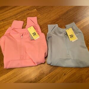 Pink and Light Blue Half-Zip Shirts - Girls size small
